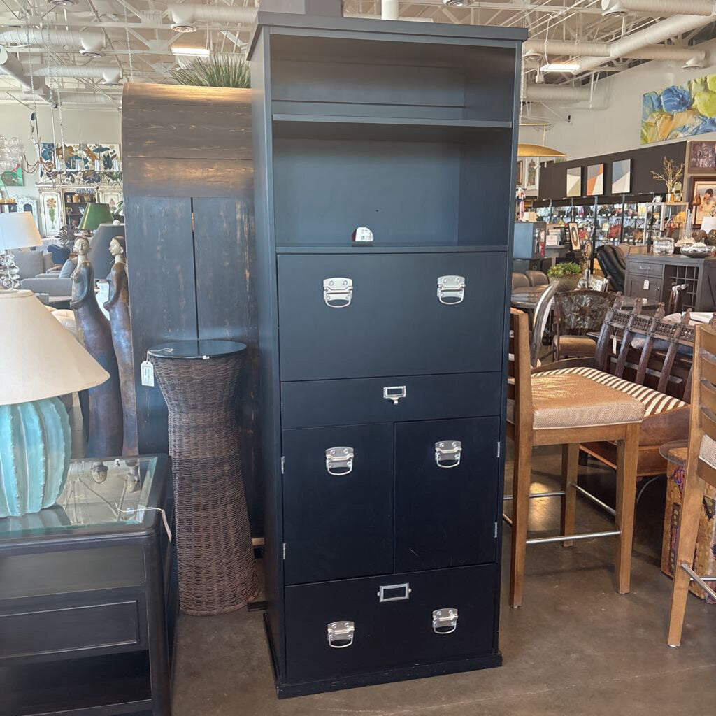 Pottery Barn Black Wood Secretary Desk- 28X17.5X76H- AS IS