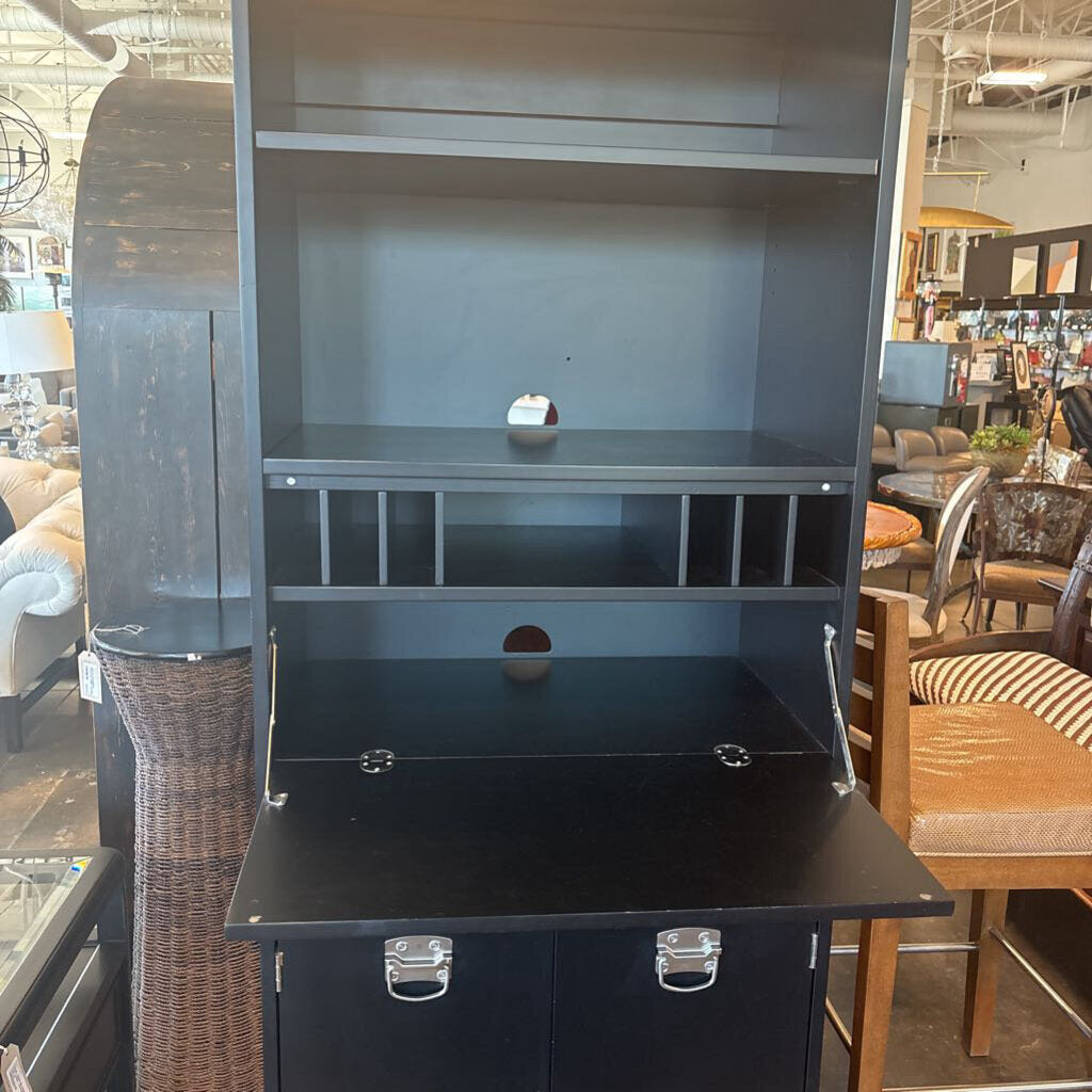 Pottery Barn Black Wood Secretary Desk- 28X17.5X76H- AS IS