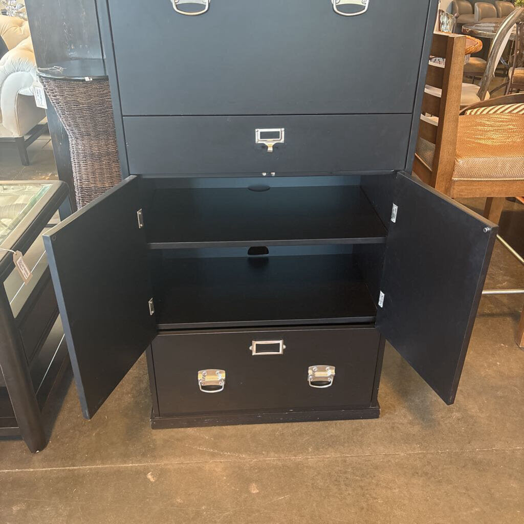 Pottery Barn Black Wood Secretary Desk- 28X17.5X76H- AS IS
