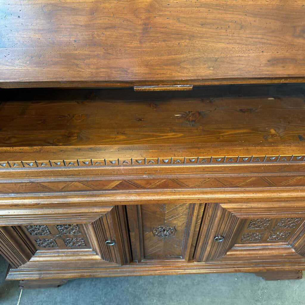 Artitalia Group Carved Wood Chest W/ Key- 54X23X39H- AS IS