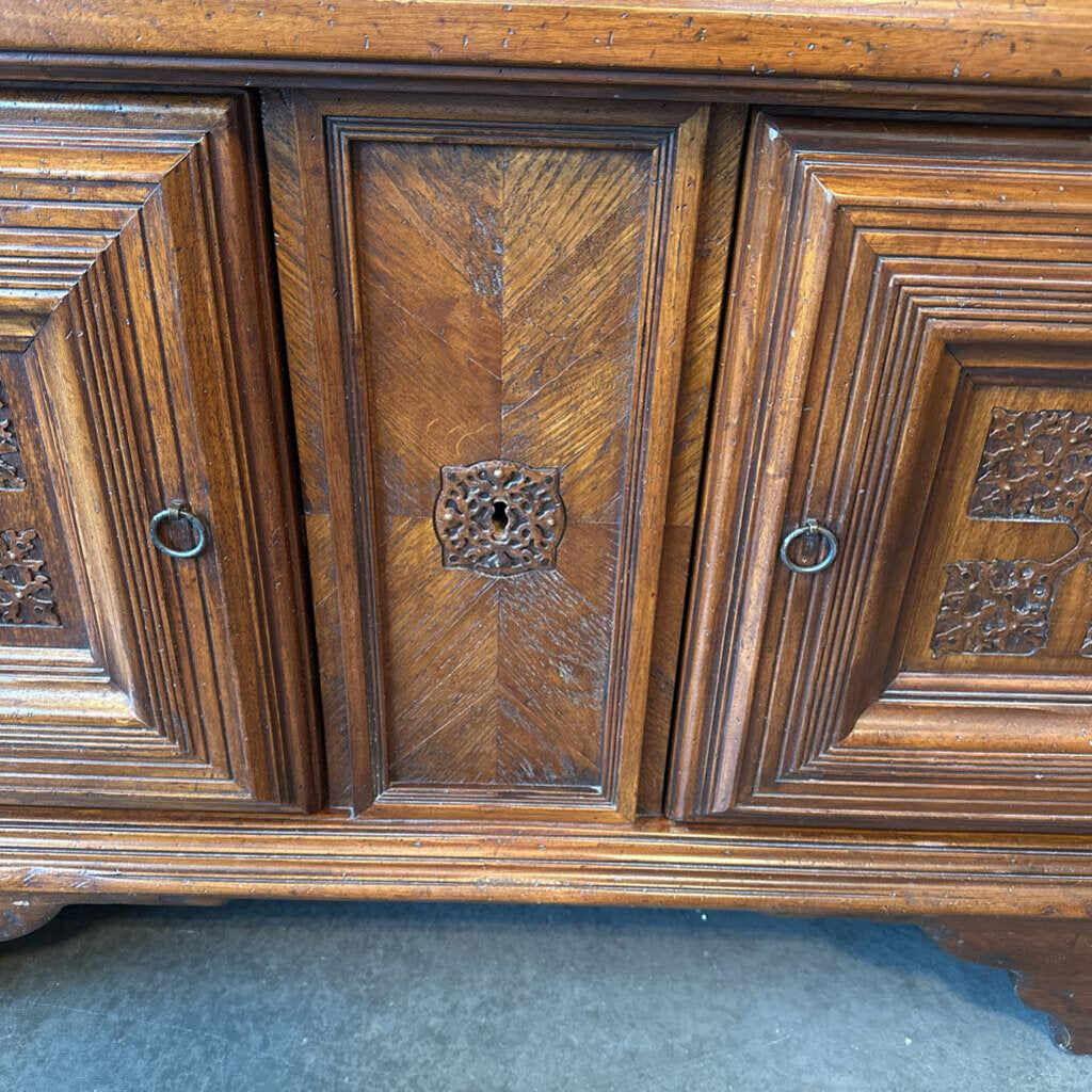 Artitalia Group Carved Wood Chest W/ Key- 54X23X39H- AS IS