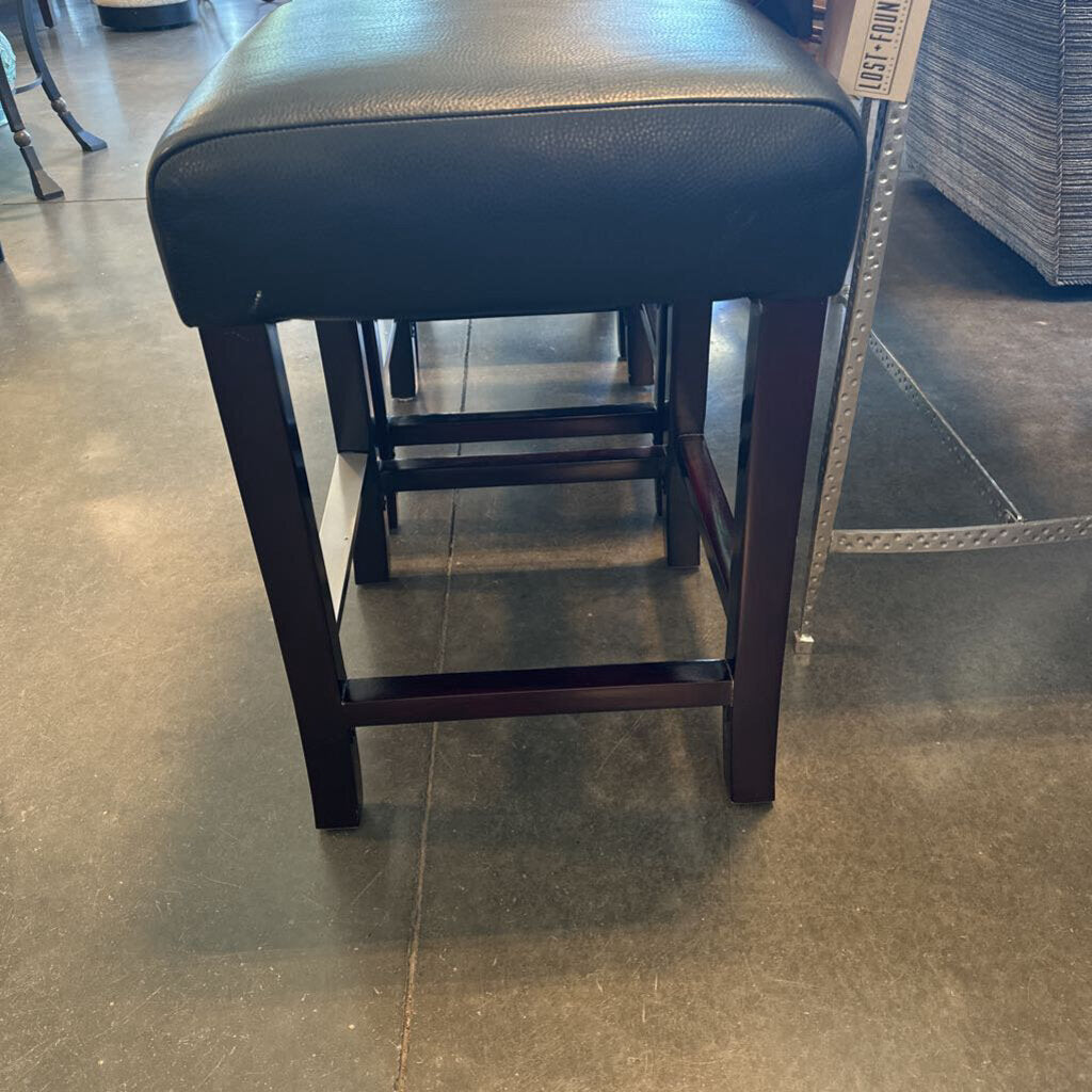 Palacek Black Faux Leather Counter Stools - Set of 3 - 15X15.5X23.5H