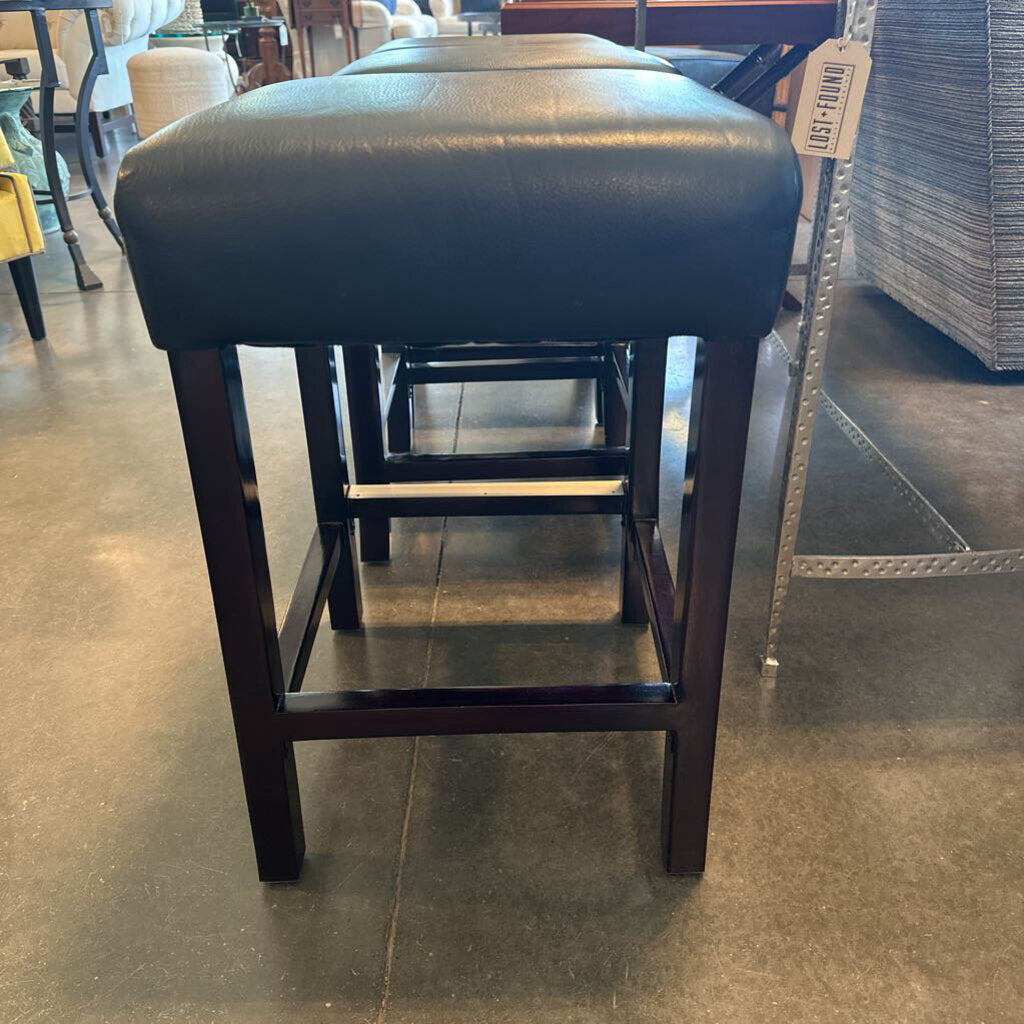 Palacek Black Faux Leather Counter Stools - Set of 3 - 15X15.5X23.5H