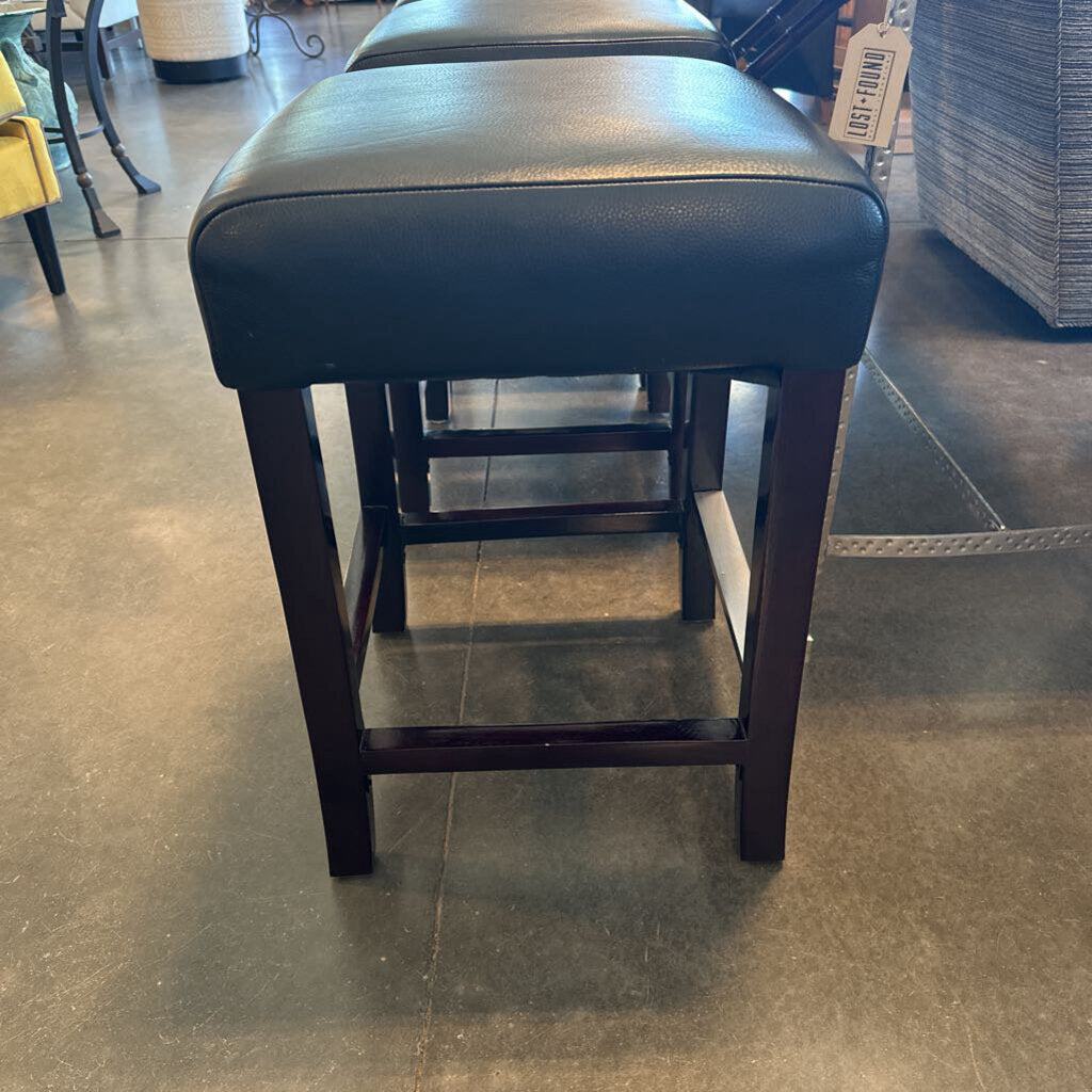 Palacek Black Faux Leather Counter Stools - Set of 3 - 15X15.5X23.5H