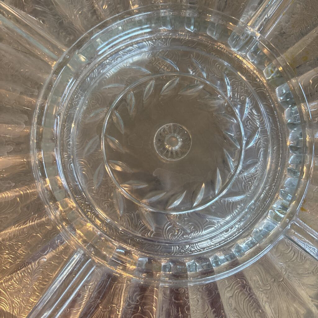 Silver LazySusan W/Cut glass insert - 15X3H