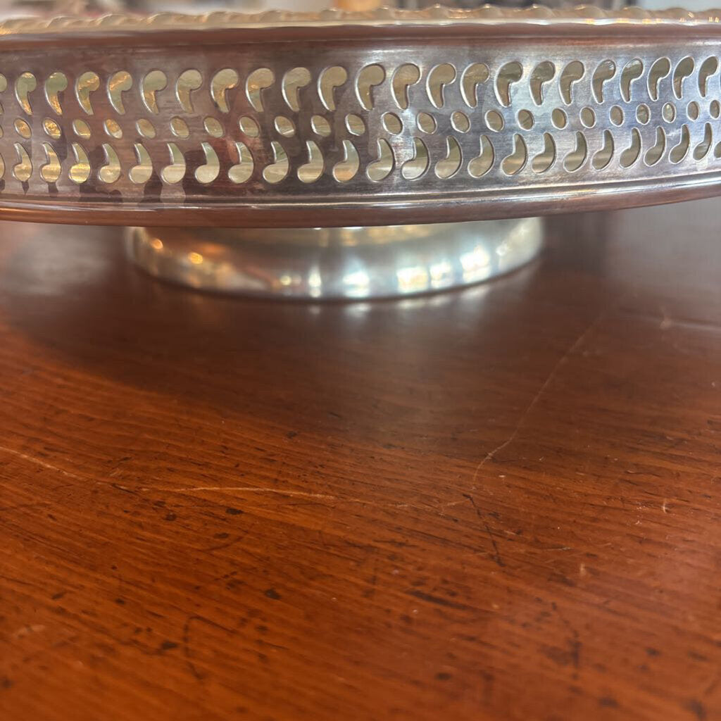 Silver LazySusan W/Cut glass insert - 15X3H