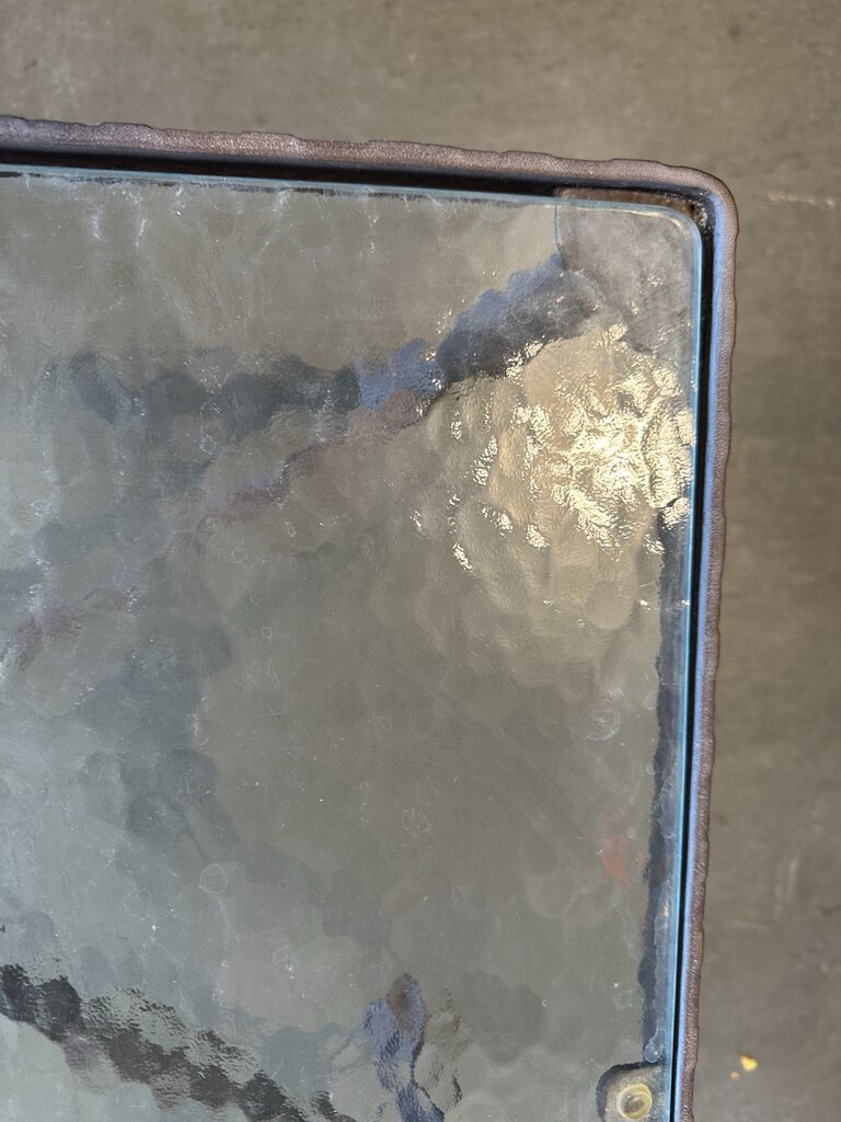 Rectangular Iron Outdoor Coffee Table W/ Obscure Glass - 36.5X24.5X18H