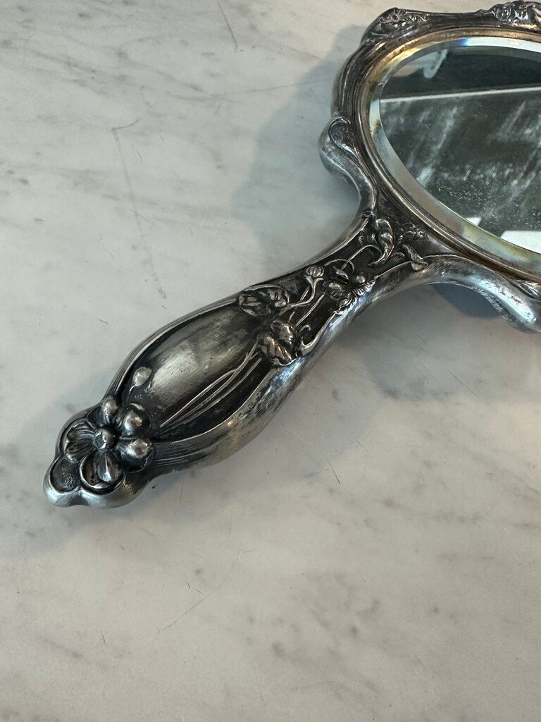 Empire Art Silver Hand Held Mirror - 6X1X10H - AS IS