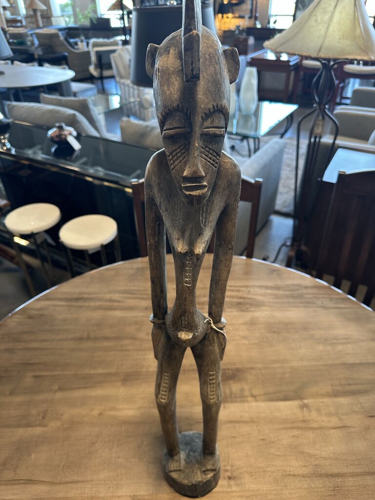 Hand Carved African Woman Sculpture -4.5X4.5X34H