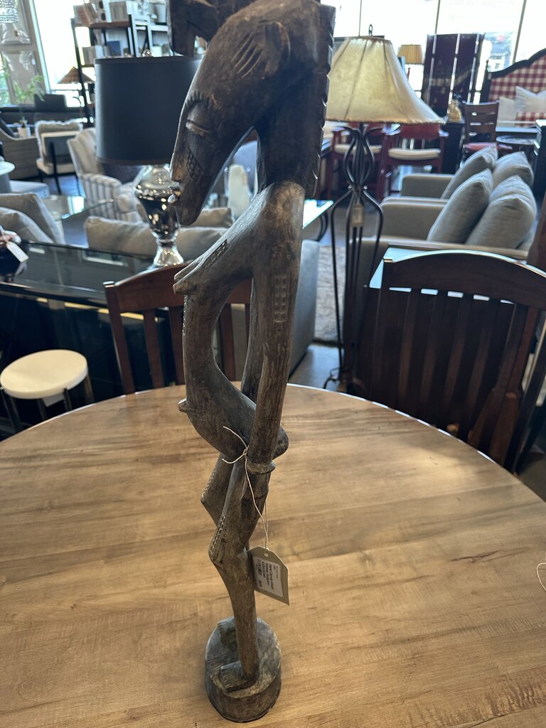 Hand Carved African Woman Sculpture -4.5X4.5X34H