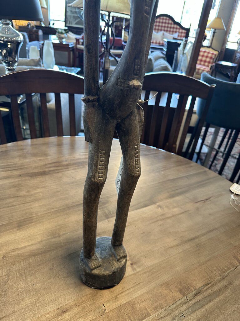 Hand Carved African Woman Sculpture -4.5X4.5X34H