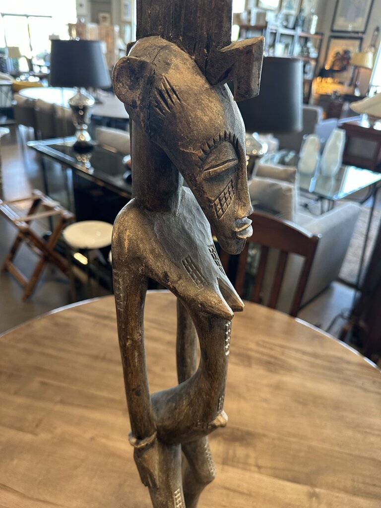 Hand Carved African Woman Sculpture -4.5X4.5X34H