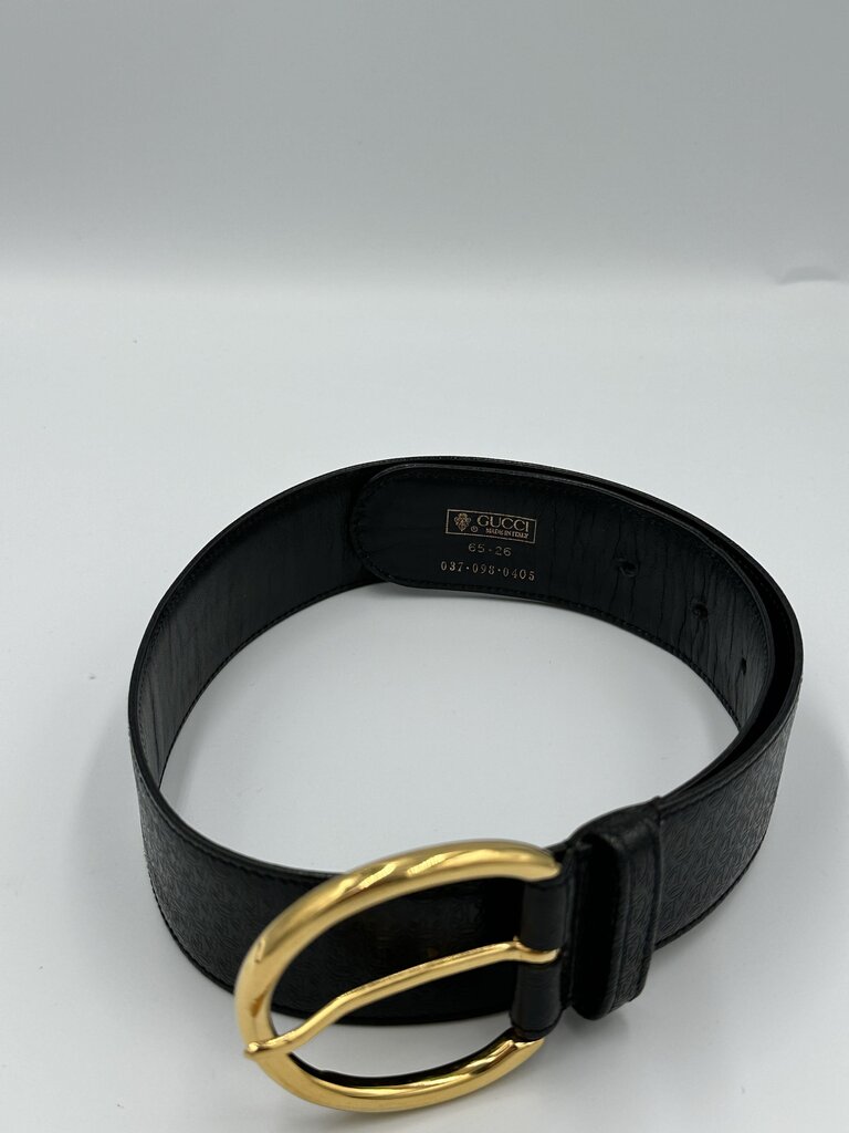 Gucci Vintage Round G Buckle Leather Belt 65/26