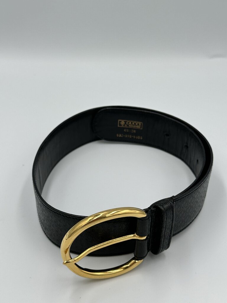 Gucci Vintage Round G Buckle Leather Belt 65/26