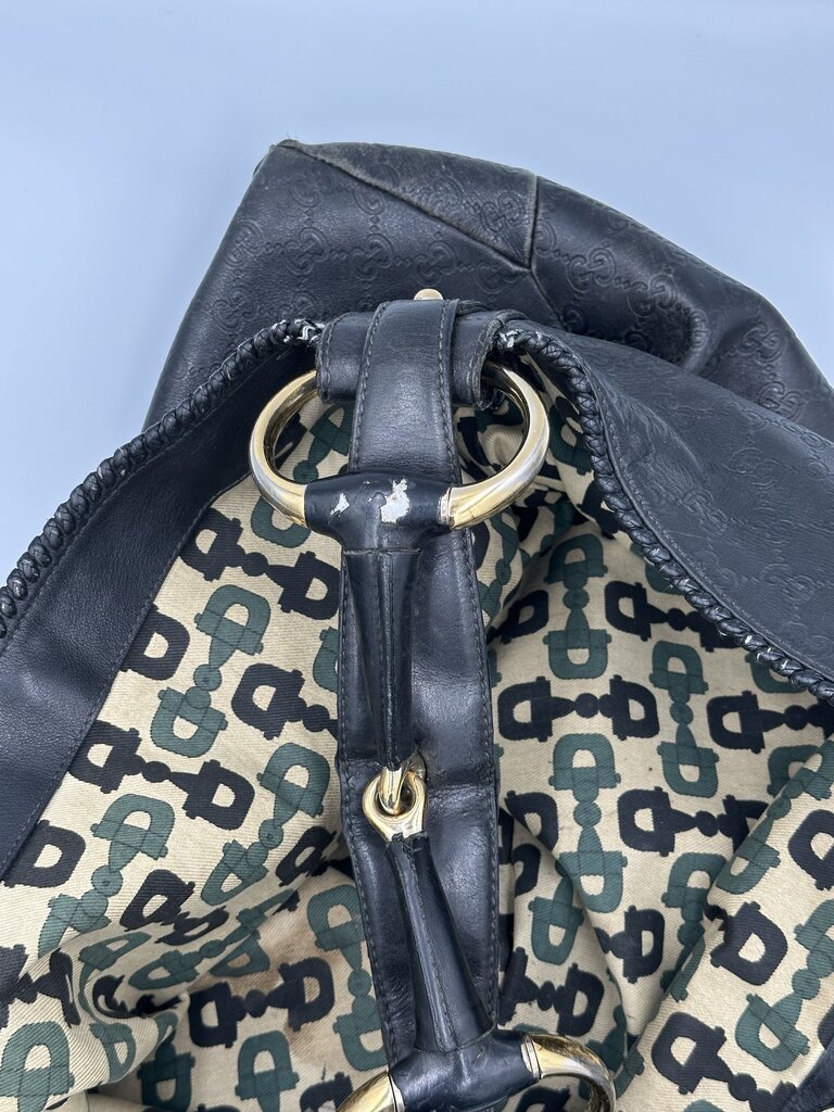 Gucci Guccissima Black Leather Hobo Bag