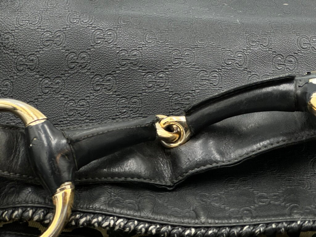 Gucci Guccissima Black Leather Hobo Bag