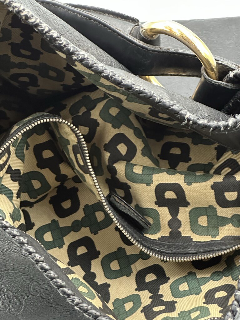 Gucci Guccissima Black Leather Hobo Bag