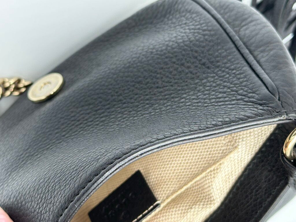 Gucci Soho Black Cross Body Bag W/Tassel