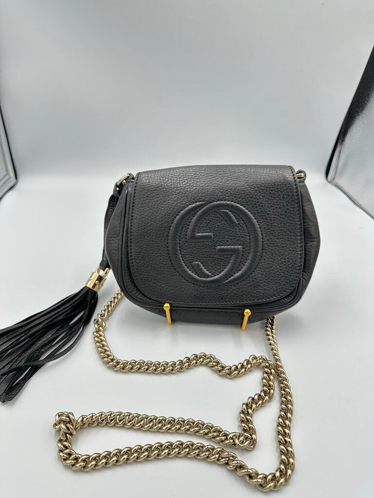 Gucci Soho Black Cross Body Bag W/Tassel