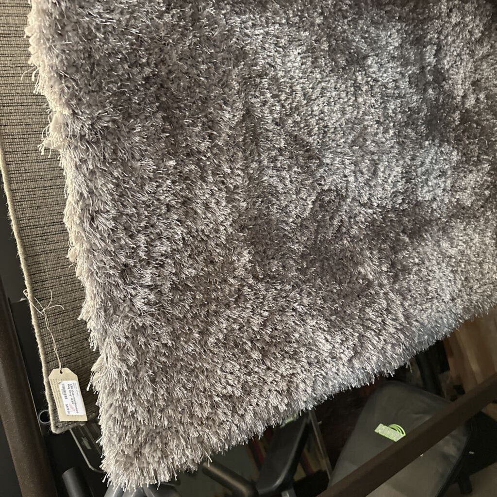 Afro Shag Afro Plain Silver Shag Rug- 7.5X10