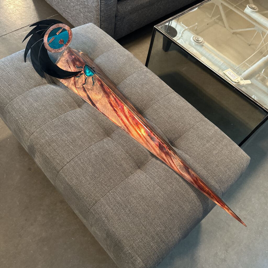 Copper Wall Art W/ Kokopelli Face - 11X5X43