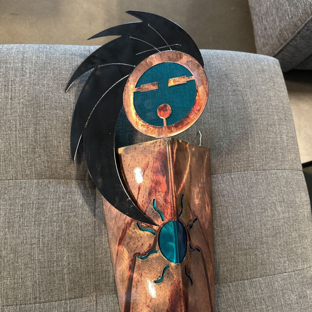 Copper Wall Art W/ Kokopelli Face - 11X5X43