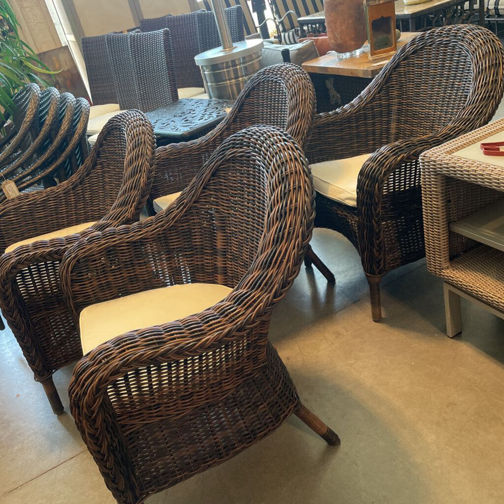 Pottery Barn Torrey Roll Arm Chair - Set of 4 - 27X24X34H