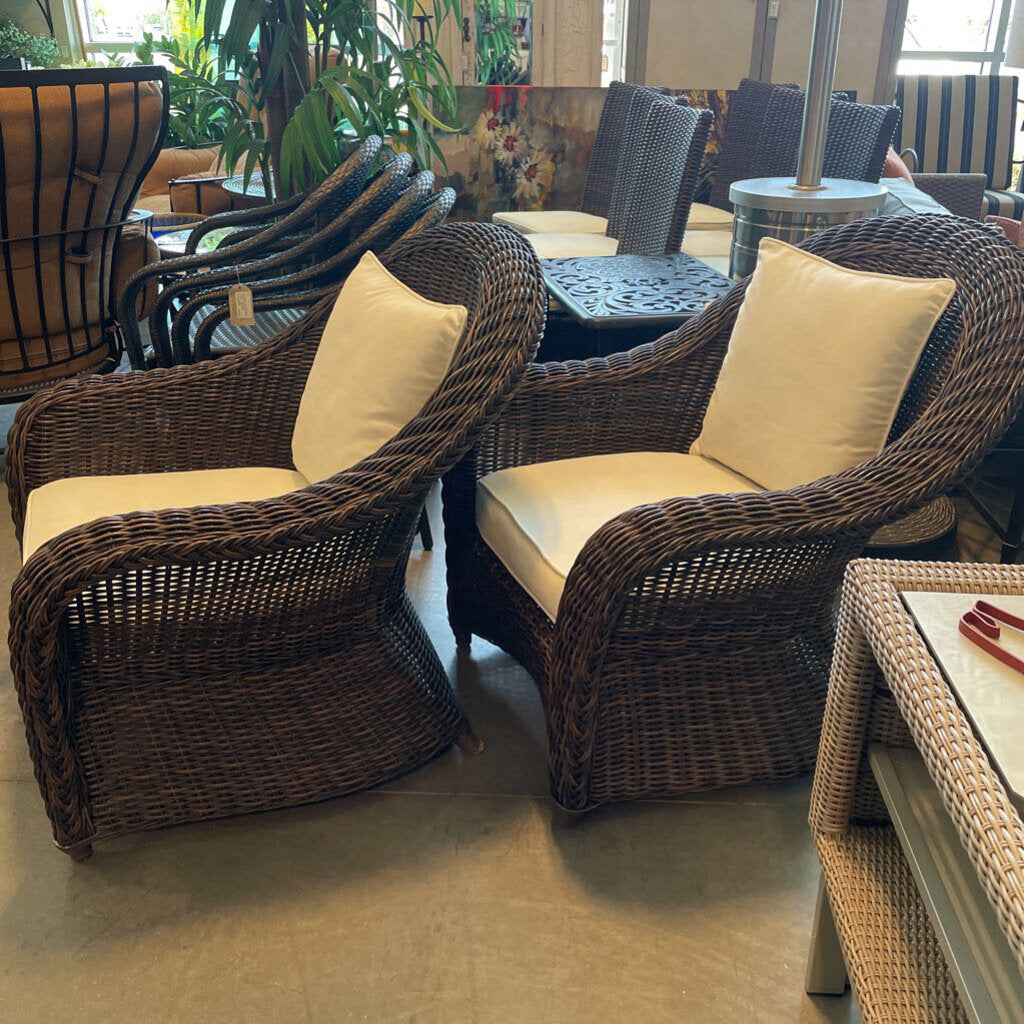 Pottery Barn Torrey Wicker Lounge Chairs - Pair - 34X32X36H