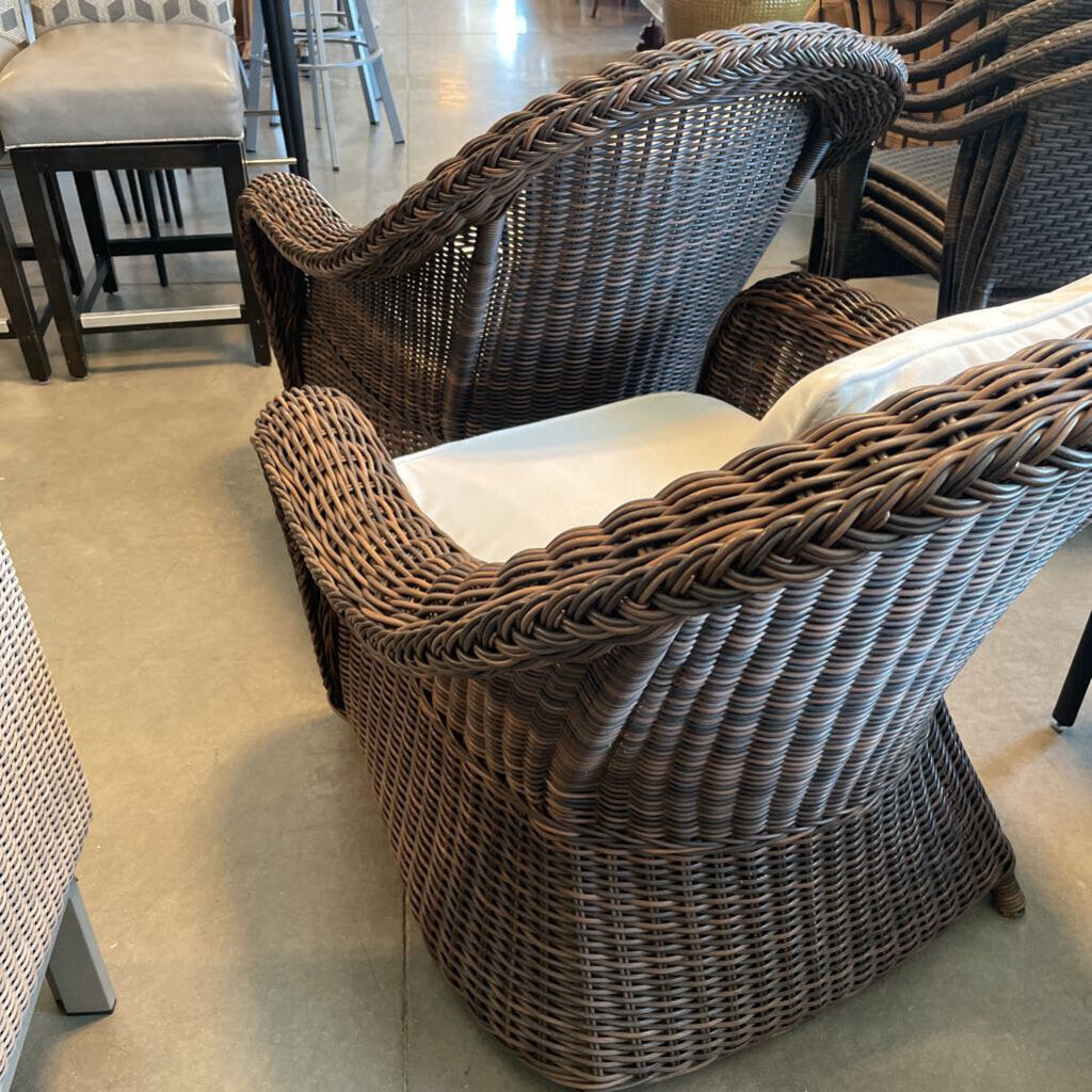 Pottery Barn Torrey Wicker Lounge Chairs - Pair - 34X32X36H