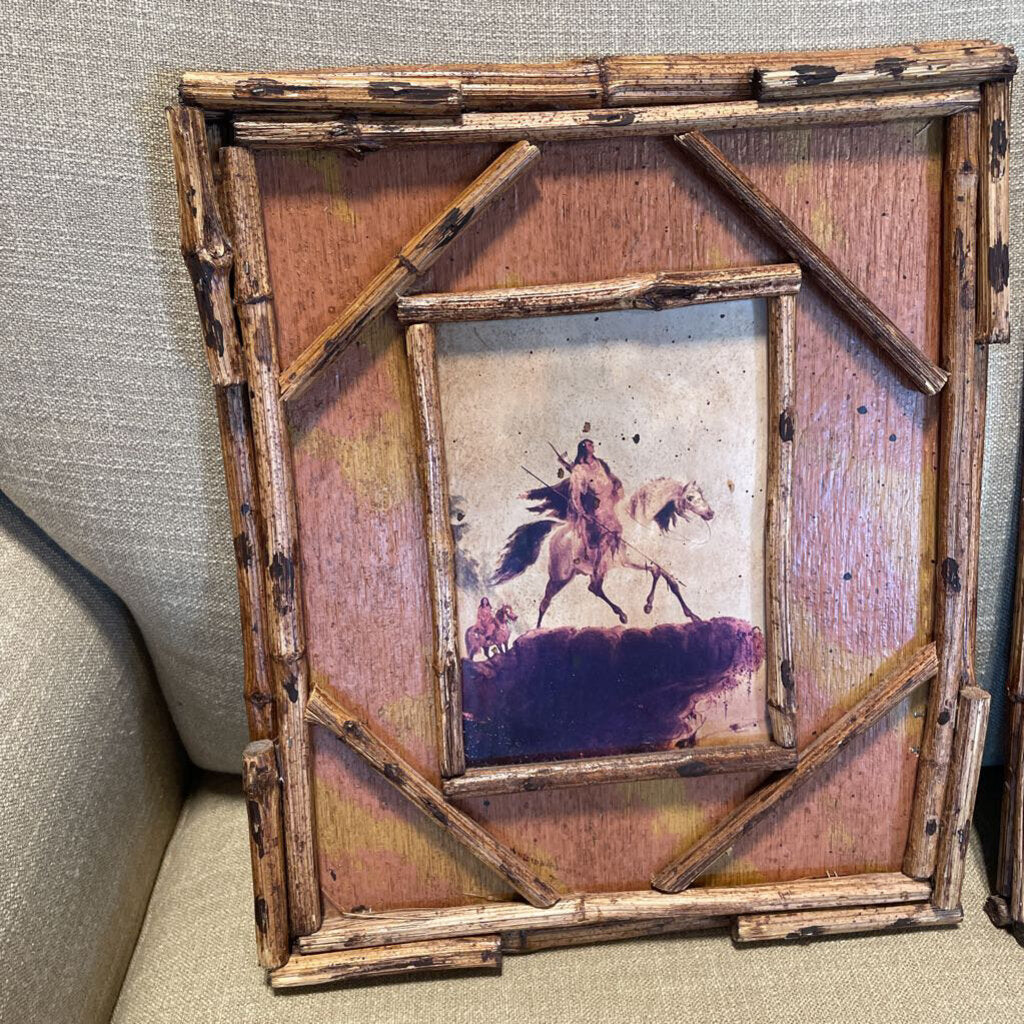 Vintage Parkman Bamboo Framed Art - Pair - 11X1.5X13H