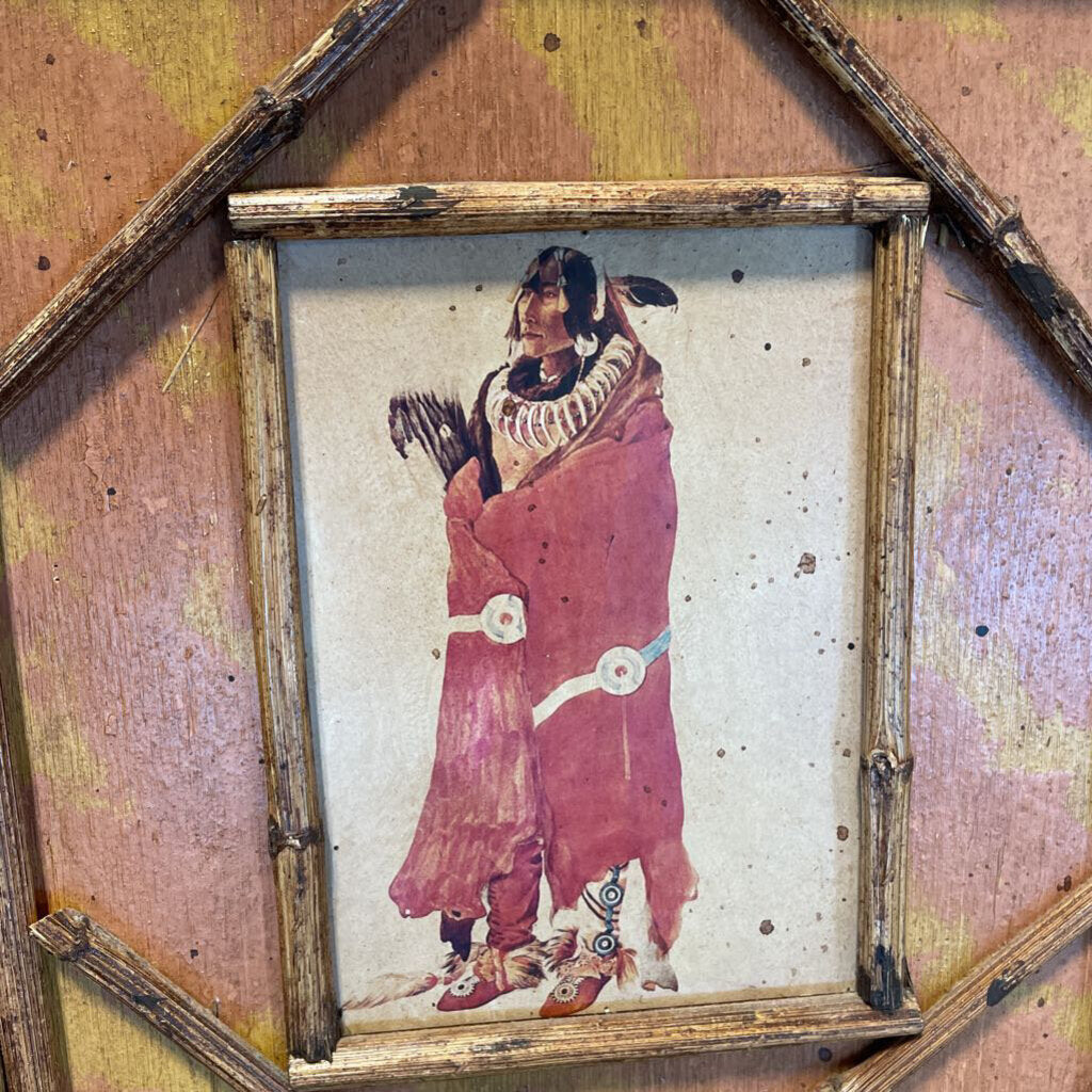 Vintage Parkman Bamboo Framed Art - Pair - 11X1.5X13H