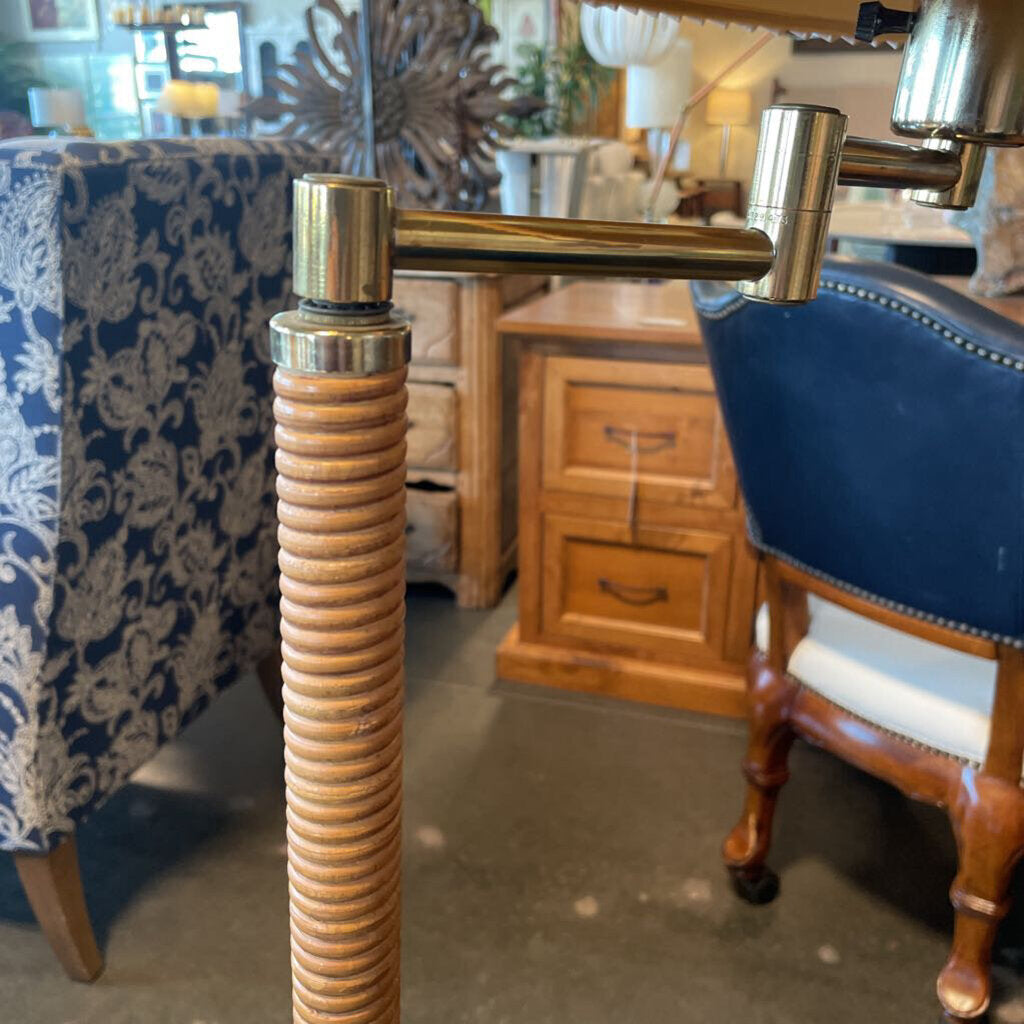 MCM Modern Rattan & Brass Floor Lamp - 16X55H