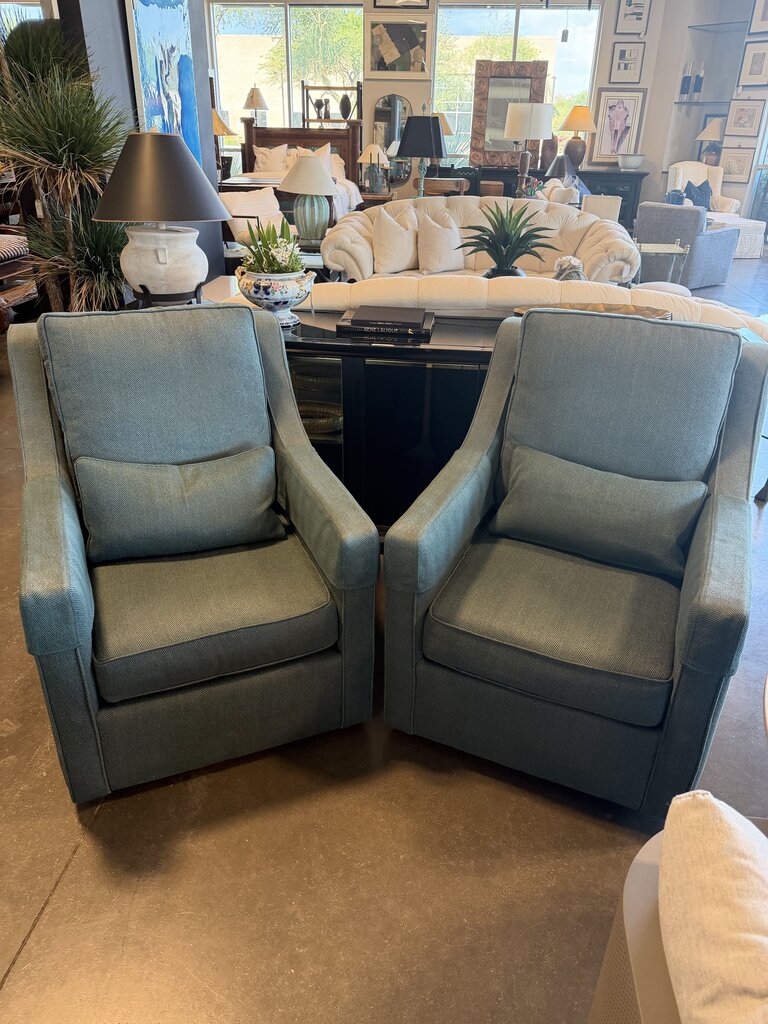Kincaid Emerald Upholstered Swivel Chairs- Pair- 30X37X37H