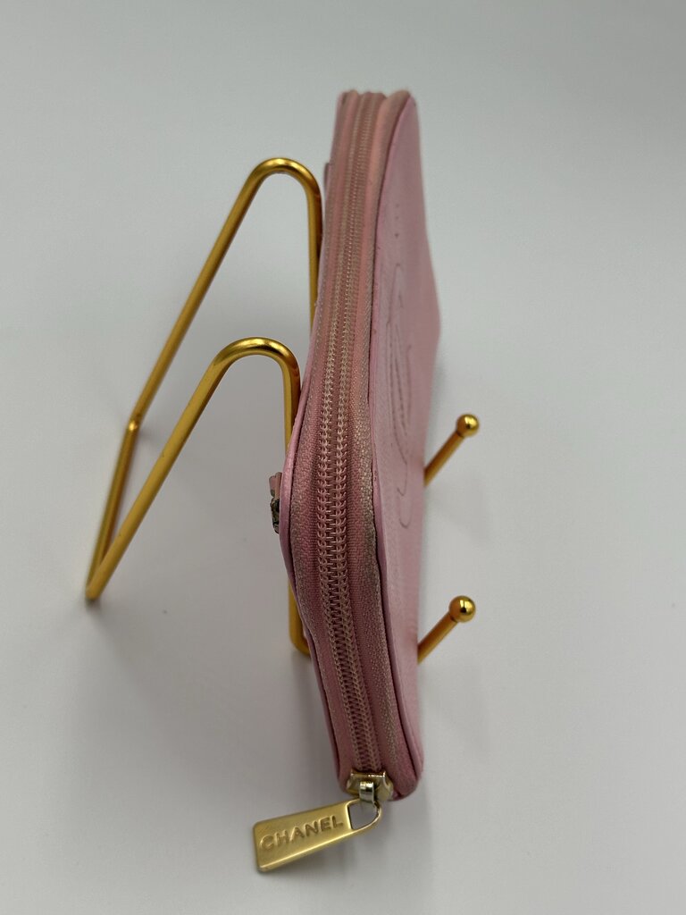 Chanel Caviar Timeless CC Pink Zip Around Wallet
