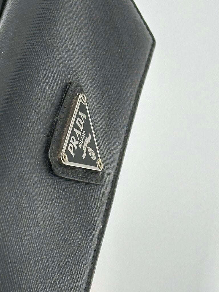 Prada Large Black Saffiano Leather Trifold Wallet