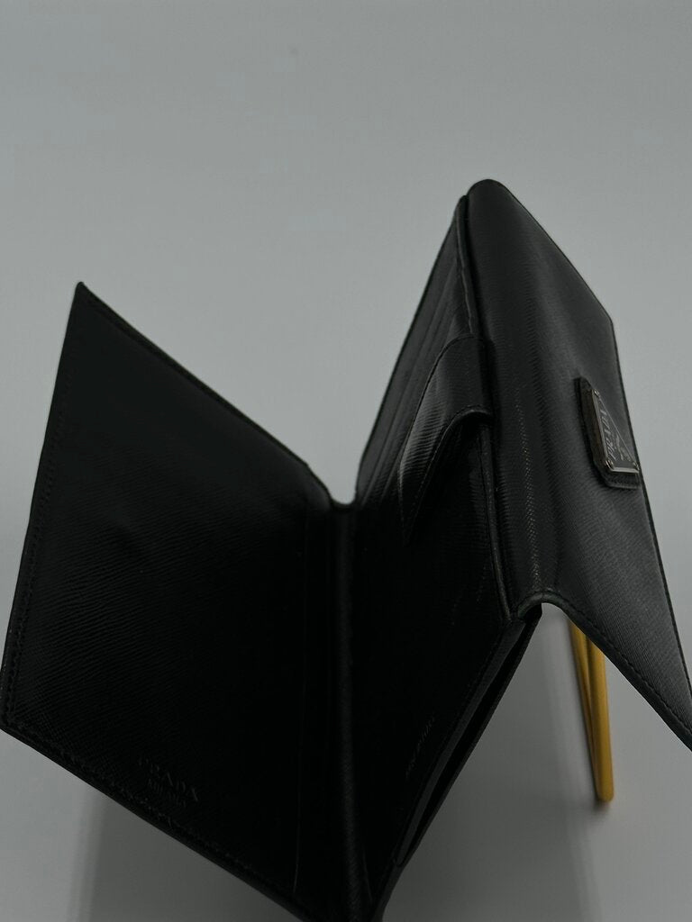 Prada Large Black Saffiano Leather Trifold Wallet