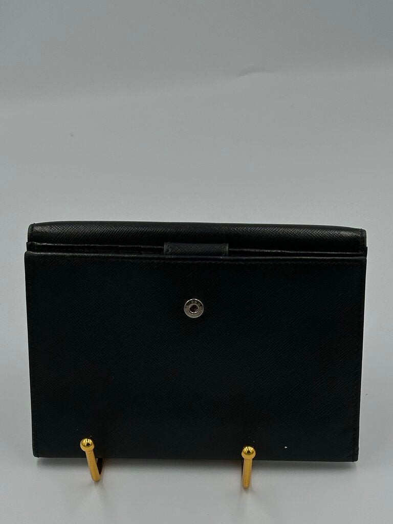 Prada Large Black Saffiano Leather Trifold Wallet