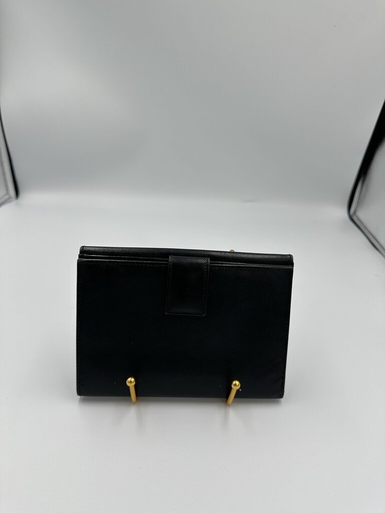 Prada Large Black Saffiano Leather Trifold Wallet