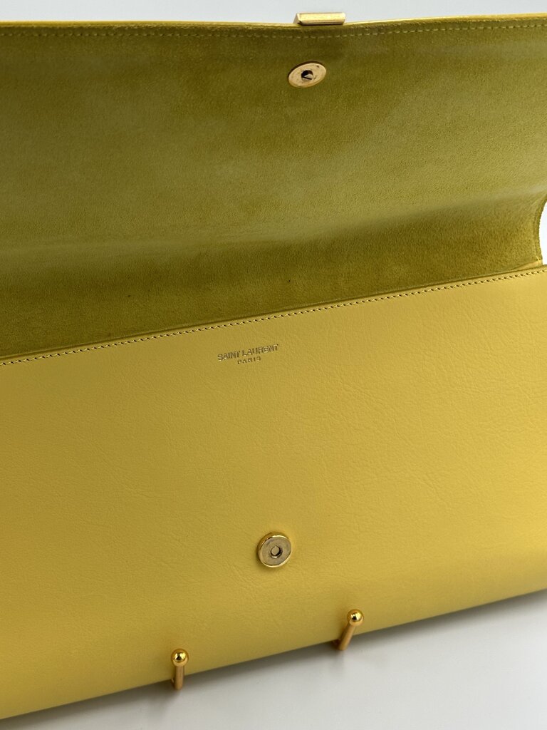 Yves Saint Laurent Yellow Calfskin Leather Ligne Y Clutch Bag