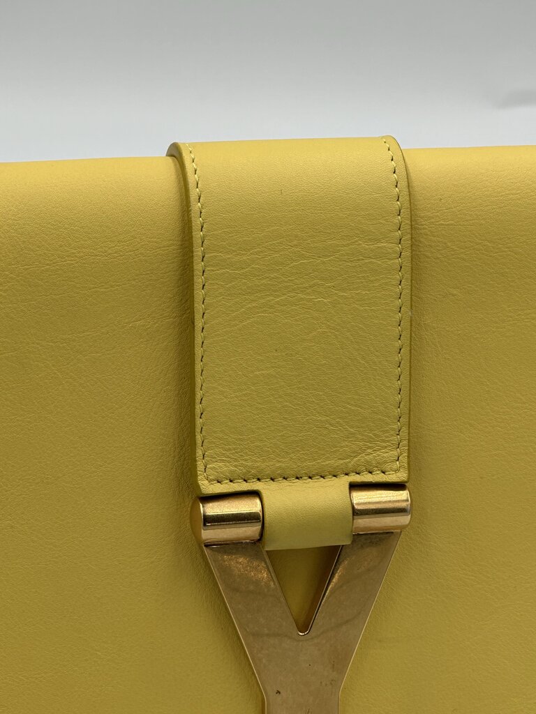 Yves Saint Laurent Yellow Calfskin Leather Ligne Y Clutch Bag