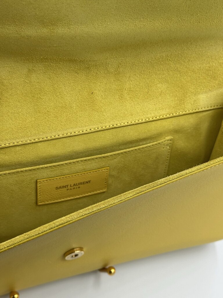 Yves Saint Laurent Yellow Calfskin Leather Ligne Y Clutch Bag