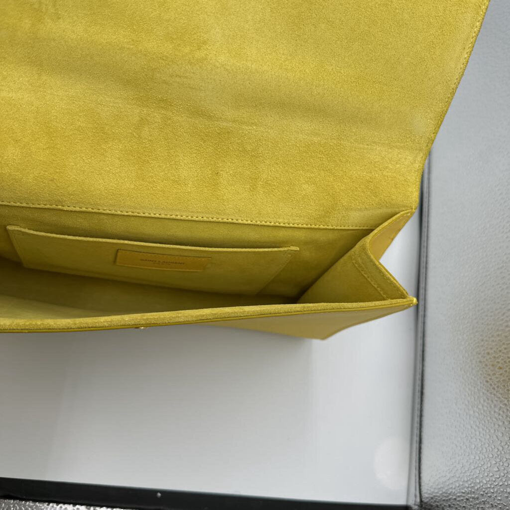 Yves Saint Laurent Yellow Calfskin Leather Ligne Y Clutch Bag