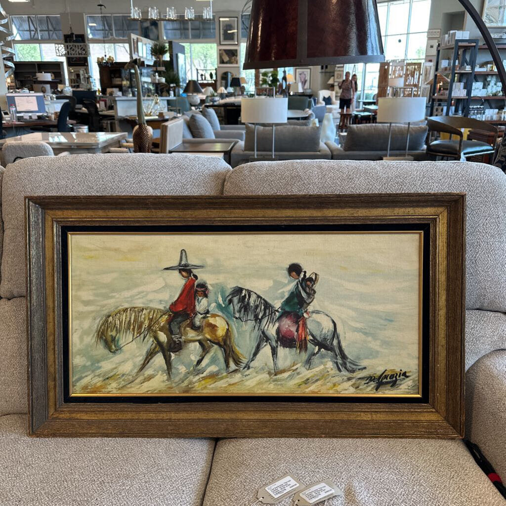 Ted DeGrazia "Navajo Family" W/Wood Frame- 38.5X 21.5H