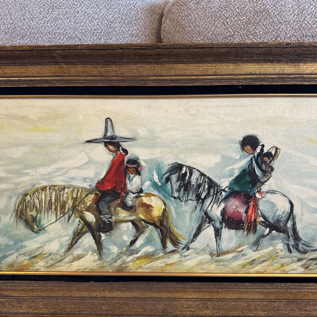 Ted DeGrazia "Navajo Family" W/Wood Frame- 38.5X 21.5H