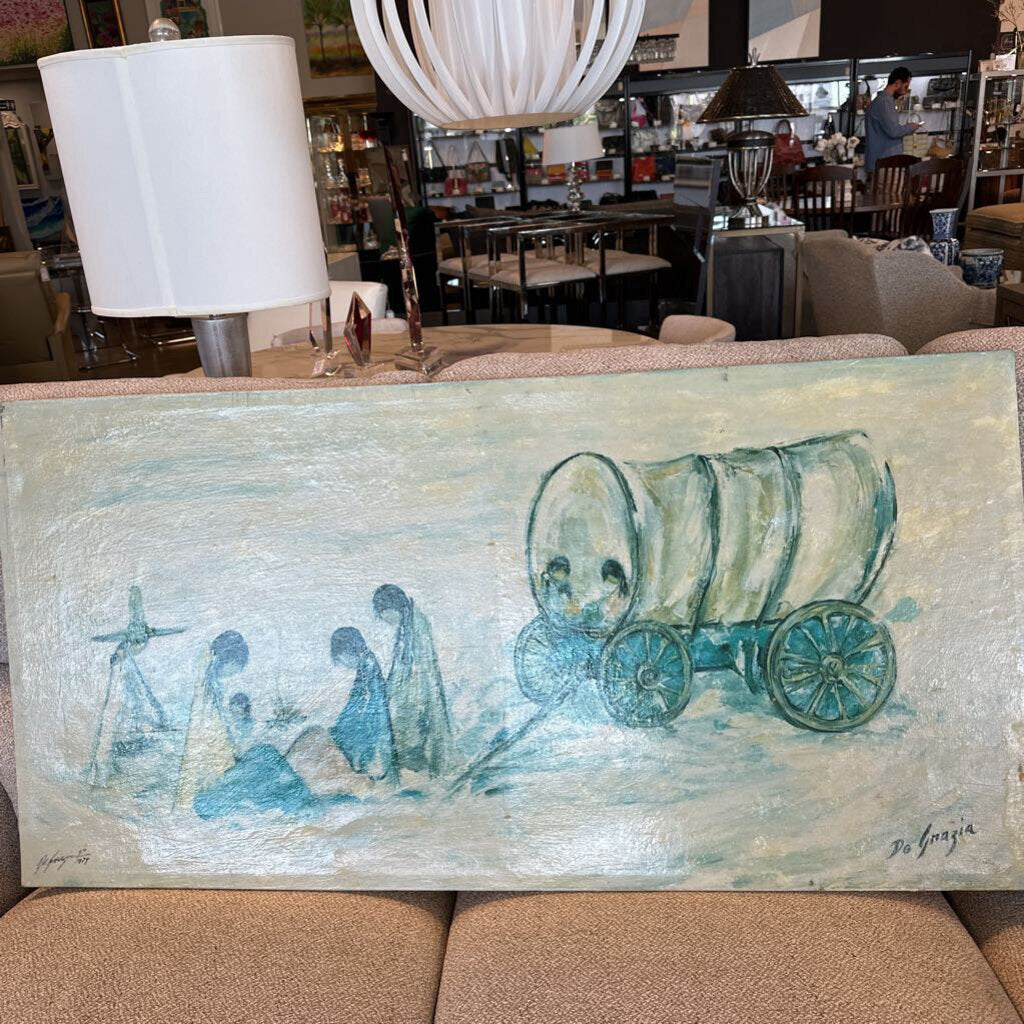 Ted DeGrazia "Navajo Campfire" Canvas Signed/Dated - 48X24H