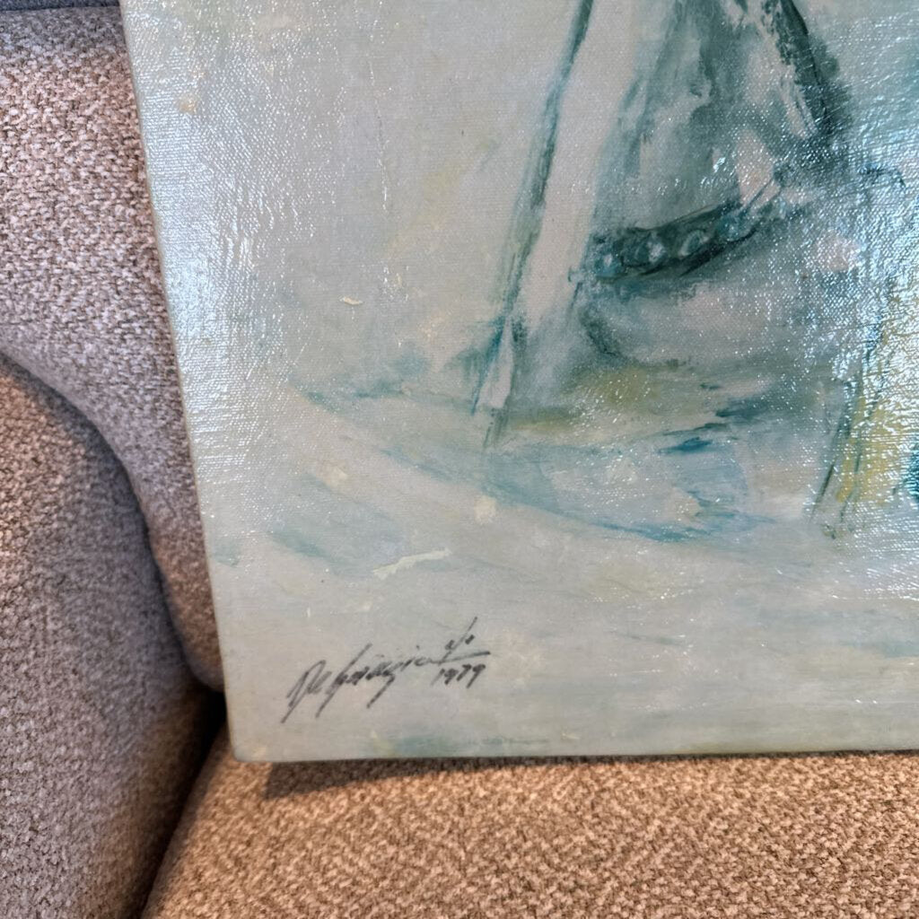 Ted DeGrazia "Navajo Campfire" Canvas Signed/Dated - 48X24H