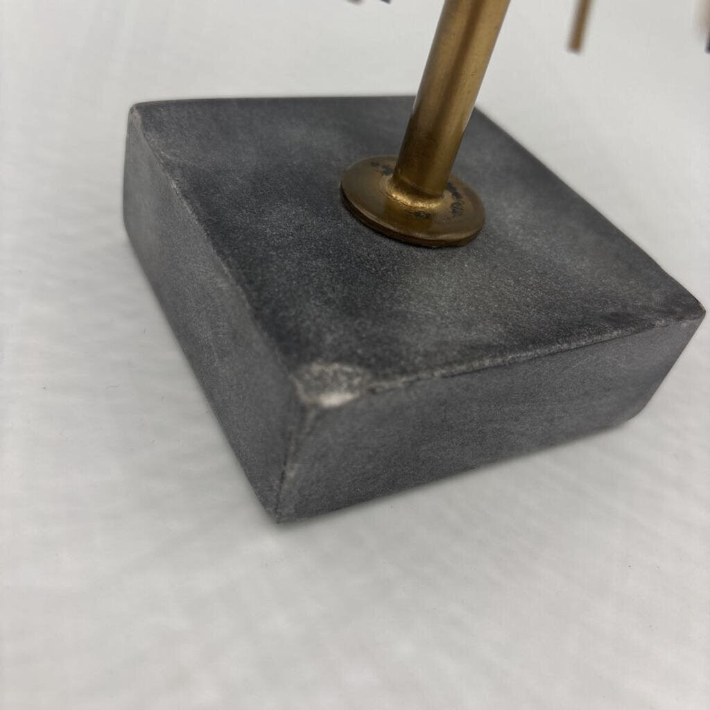 Metal Sea Urchin Gold Color Tipped Pedestal Art On Marble Base - 9X14H