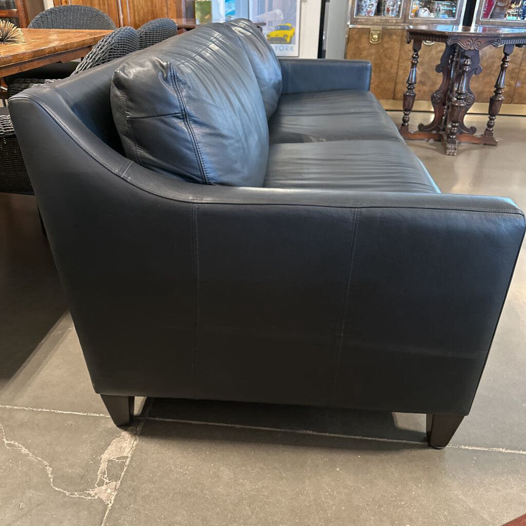 Ethan Allen Monterey Black Leather Sofa - 88X35X31.5H