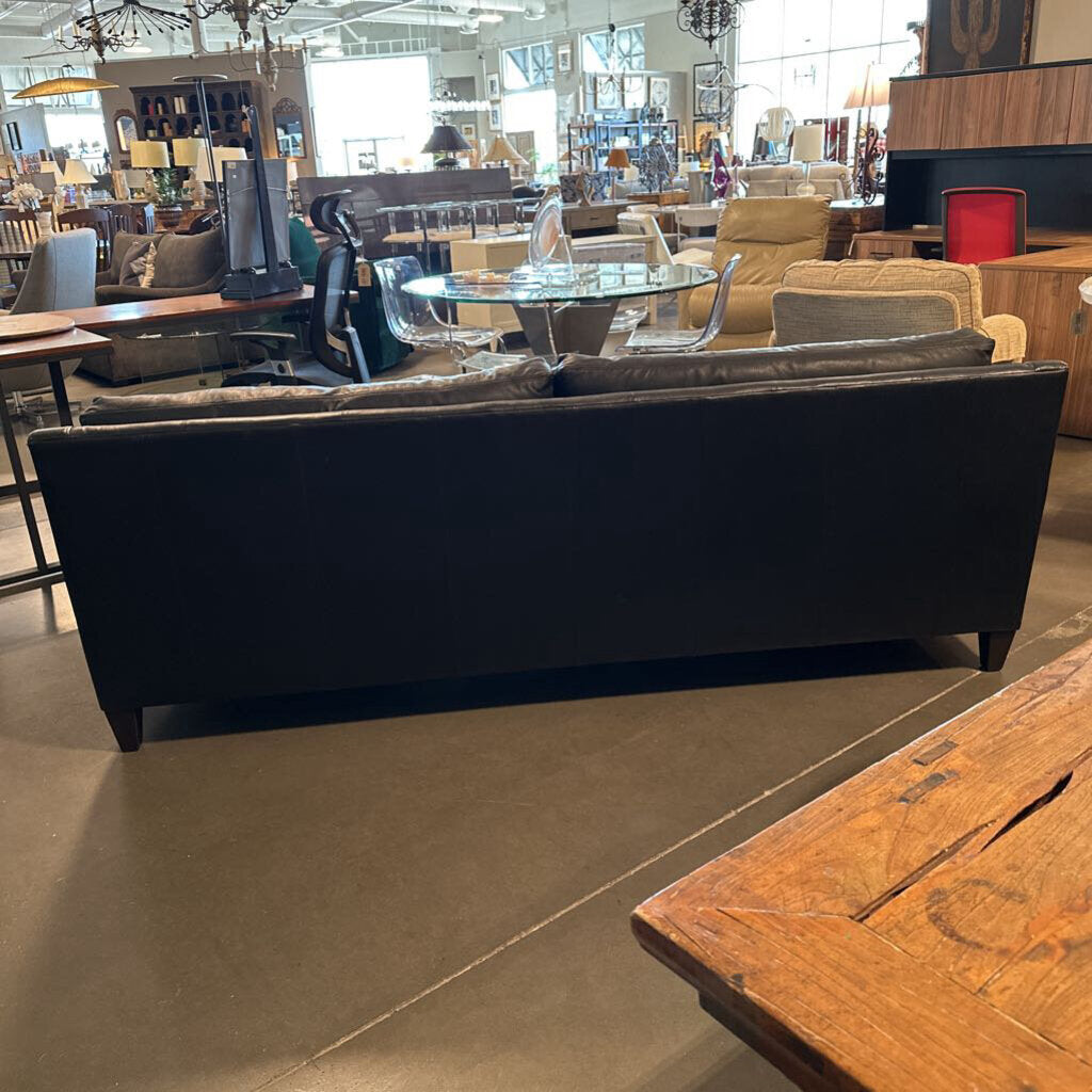 Ethan Allen Monterey Black Leather Sofa - 88X35X31.5H