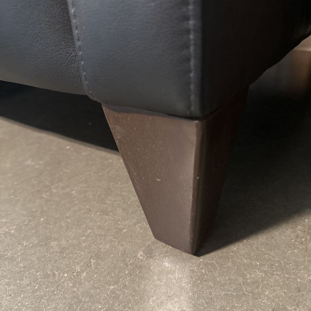 Ethan Allen Monterey Black Leather Sofa - 88X35X31.5H